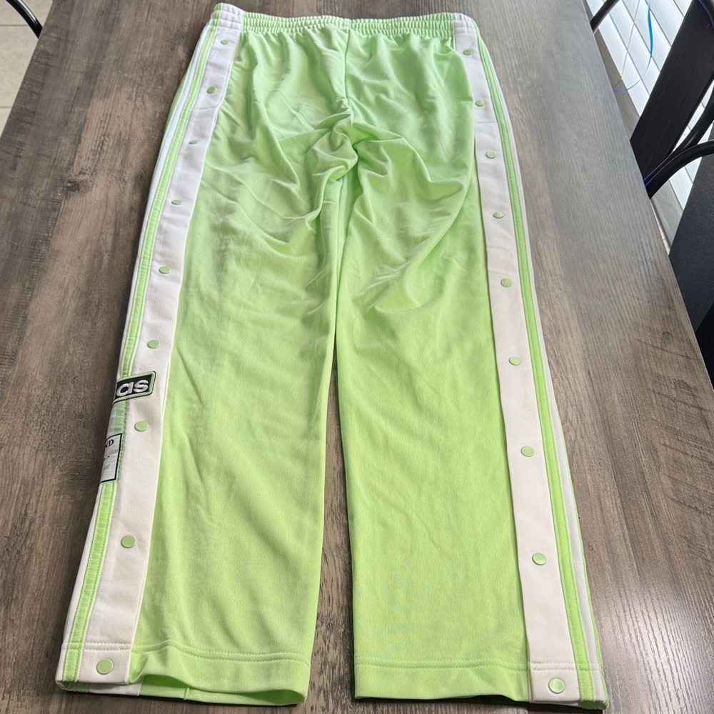 adidas Lime Green Retro Snap-Panel Track Pants with White Stripes - Picture 5 of 5